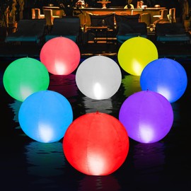 16 Inch Solar Floating Powered Pool Lights – IP68 Waterproof Inflatable LED Ball, 16 LED Color Changing Night Light, Remote & Auto On/Off, Perfect for Pool, Pond, Garden, Backyard Party Decor (2PCS)