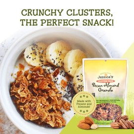 Jessica’s Natural Foods - Gluten-Free Pecan Almond Granola made with toasted pecans and almonds, Non-GMO, no artificial flavors or preservatives, 11oz (Pack of 3)