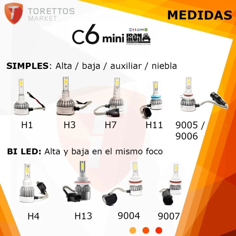 Kit Faros Delanteros Led C6 Mini Iron Led Alta Baja