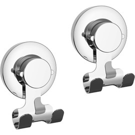 Suction Cup Hooks Razor Holder Powerful Vacuum Organizer for Towel, Razor, Coat, Bathrobe and Loofah 304 Stainless Steel Removable Hooks for Bathroom & Kitchen, Towel Hanger Storage (Silver)