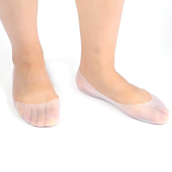 calcetines hidratantes de silicona, 1 par de longitud completa agrietada protector de cuidado de los pies reducción de la presión en el talón y alivio del dolor de los pies calcetines hidratantes(L)