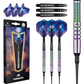 Mission | Celestial Darts | Soft Tip Darts Set | 95% Tungsten Barrel | Coral PVD | Includes Dart Flights and Stems |18g.