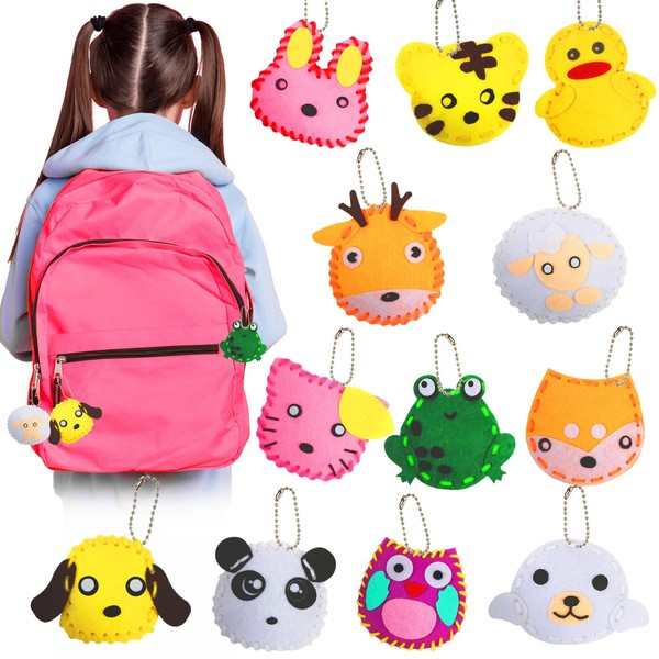 Vicloon First Sewing Kit for Kids, 12-Piece Cute Animal Keychain