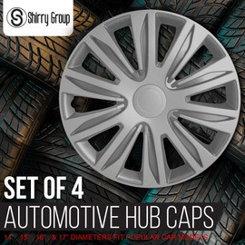 Shirry Group Hubcaps 4-Pack Kit, 15 inch Hub Caps Set of 4 Wheel Covers with Universal Snap-On Retention Rings, 1-Tone ABS Plastic Silver Car Rims for All Models (SG-5083-B-15)