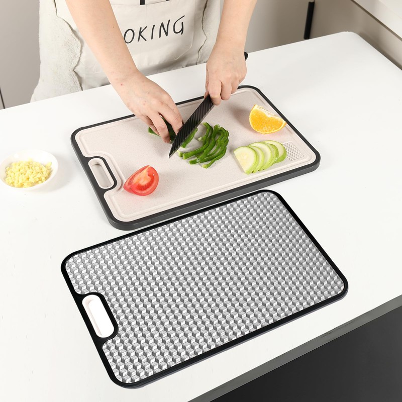 Titanium Cutting Board Double-Sided, Diamond-Patterned Meat & Vegetable Chopping Board