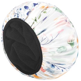 Auban Shower Cap, Terry Lined Shower Caps, Reusable Large Shower Cap for Women, Terry Cloth Lined Shower Cap for Long Thick Hair, 3 Layer Waterproof Hair Cap