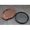 Asahi Steak Plate (with Wooden Base) Iron Casting, Hot Tray,