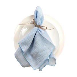 Cotton Napkins Bulk Set of 10, 15"x15" Rustic Graceful Durable Cloth Dinner Napkins, Decorations Available for Family Events Parties Wedding Decoration (Light Blue)