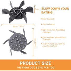 ACTOYS Anti-Sling Dog Bowl, Anti-Choke Dog Bowls, Silica Gel Slow Feeder Bowl for Dogs, Feeding Bowls, Dog Accessories, with 19 Strong Non-Slip Suction Cups (Grey)