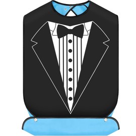 BWWKTOP Wedding Bibs For Groom Bridal Shower Gift Tuxedo Suit Groom Bow Tie Pattern Men's Adult Bibs (Bow Tie bib)