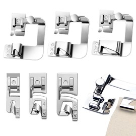 6 Sewing Machine Feet,Rolled Hem Presser Foot,3 Narrow Rolled Hem Foot(3/4/6mm), 3 Rolled Hem Foot(4/8,6/8,8/8inch),Narrow Wide Rolled Hem Presser Foot Kit for Home Sewing Machine