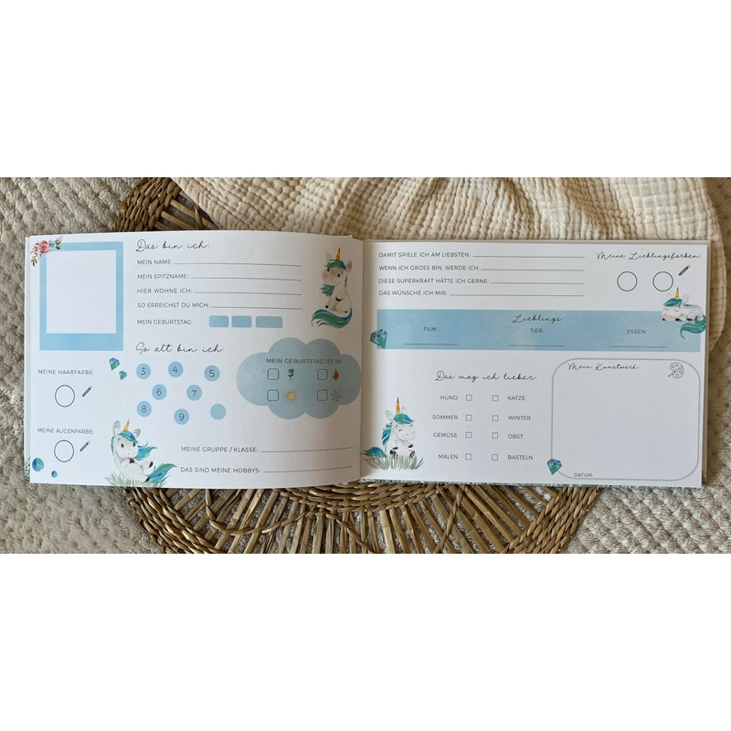 Freundebuch | Freundschaftsbuch Kindergarten, Schule | Erinnerungsbuch Kinder (Freundebuch Einhorn)