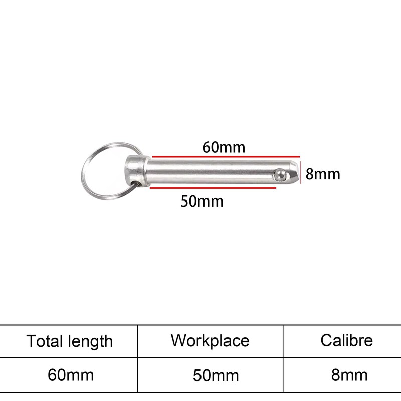 5PCS Quick Release Pins,Boat Bimini Top Marine Hardware,M8*60MM Carbon Steel