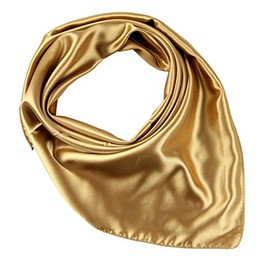 YiyiLai Simple Neckerchief, Plain, Faux Silk, Office Scarf, Square, Formal Scarf, Small, beige, (champagne)