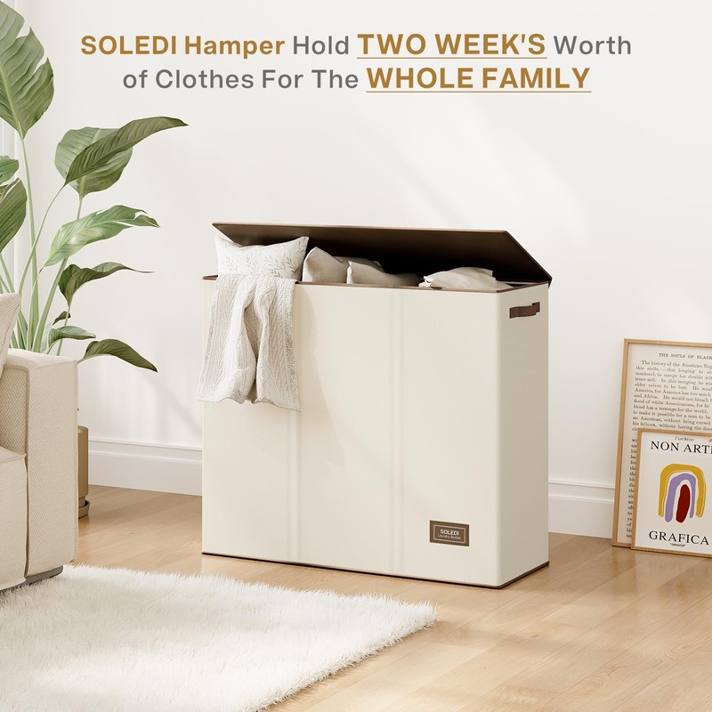 SOLEDI 180L Laundry Hamper 3 Section, Extra Large Laundry Hamper