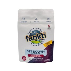 funkti Sleep Mushroom Gummies, Sleep Mushroom Gummies, One Per Day - Max Strength w/Reishi, Tremella, Turkey Tail, Magnesium, Chamomile, Get Down Gummies, 5-PK
