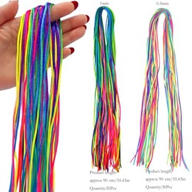 50cs Colorful Hair Wrap String Braiding Ties Hair Extensions Rope Band - Sturdy Rainbow Gradient Color Yarn for Women Girls Braids Hair Styling Access