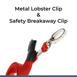 PCL Media ltd Red Lanyard with ID Badge Holder Matching Colour - Metal Clip Lanyard with Breakaway Safety Clip & Red ID Card Holders All ECO Friendly