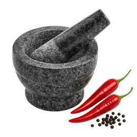 IMUSA USA Small Polished Mortar and Pestle, 3.75”, Granite