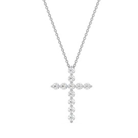 GILDED 1 ct. T.W. Lab Grown Diamond (SI1 Clarity, F Color) and Sterling Silver Cross Pendant with an 18 Inch Spring Ring Clasp Cable Chain