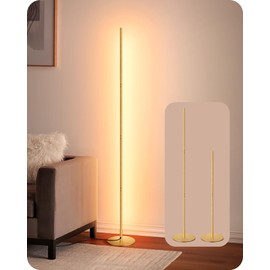 EDISHINE LED Corner Floor Lamp, Modern Slim Dimmable Light, Adjustable Height, 57.5" Minimalist Tall Lamp for Living Room, Bedroom, Office, 3000K Warm White Light (Gold)