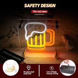 uponray Desktop Beer Glass Decorated LED neon Sign lights USB power Acrylic Neon Light