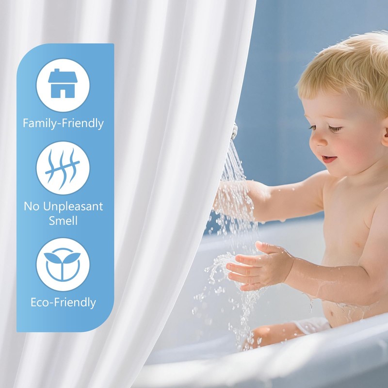 ROLIZOE Waterproof Fabric Shower Curtain Liner with 3 Magnets –