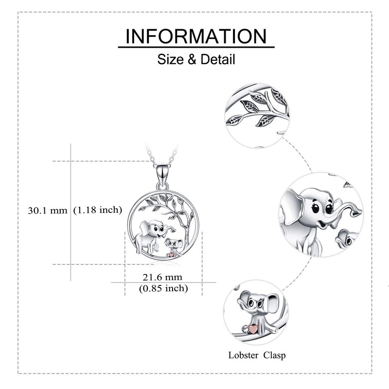 YAFEINI Elephant Necklace Elephant Jewelry Gifts for Women Sterling Silver