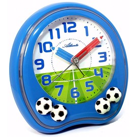 Atlanta 1719/5 EM Football Alarm Clock + Whistle for Children Boys Blue