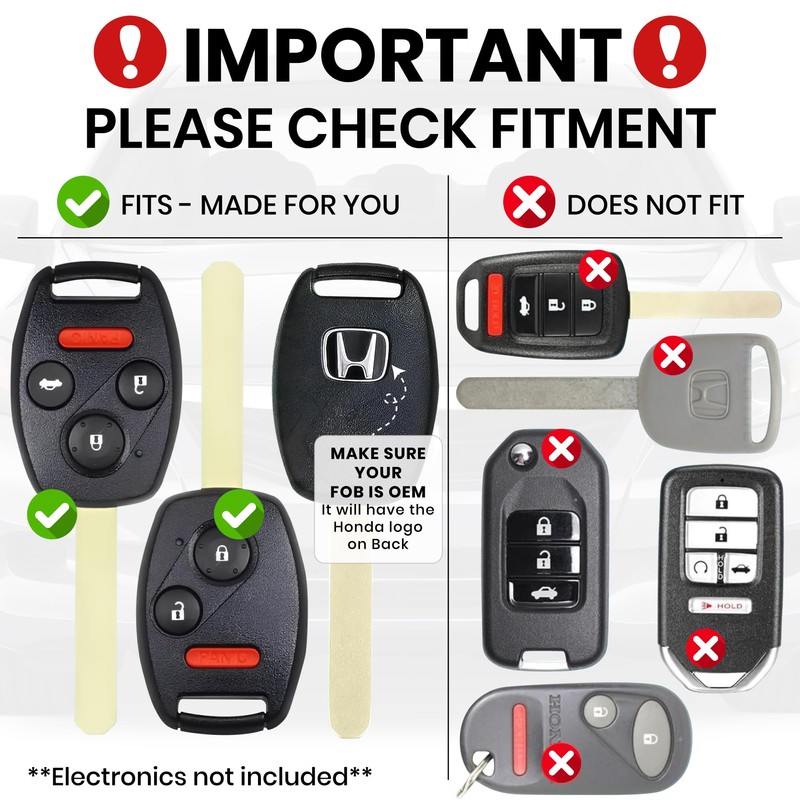 USA-Made for Honda Key Fob Shell | Crack-Resistant & Durable