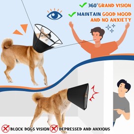 SlowTon Soft Dog Cone Collar, Comfy Dog Recovery Collar After Surgery with Reflective Strips, Adjustable E Collar to Prevent Licking Biting, Breathable Elizabethan Collar for Small Medium Large Dogs