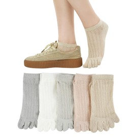 Yazon Women's 5 Toe Socks, Spring and Summer, Ankle Socks, Mesh Cotton, Lace, Thin, Five Toe Socks, Summer Use, Breathable, Sweat Absorbent, See-through, Half Finger Socks, Stylish, Women's, Toe Socks