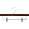 Wooden Pant Hanger with Walnut Finish and Adjustable Cushion Clips,