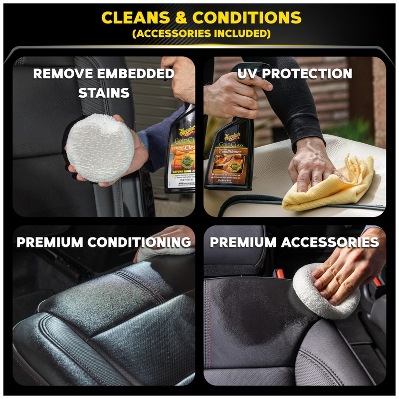 Meguiar's Leather Care Kit - Premium Leather Cleaner and Conditioner