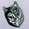 Sunflower Tribal Wolf Embroidered Badge Iron on or Sew on