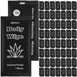 Cptoion 200 Pcs Shower Body Wipes,Individually Wrapped Body Wipes,Shower Wipe with Aloe,Face Hand Wipe for Adults Bathing No Rinse,Cleansing Wipe,Keep Clean After Gym Camping Outdoors Sports