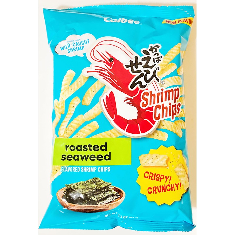 Shrimp Chips, Roasted Seaweed Flavor, Crispy & Crunchy, 3.3 oz,