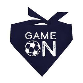 Game On Soccer Dog Bandana | 100% Cotton Adjustable Triangle | Made in USA | Soccer| Sports | Biggest Fan | Game Day | Navy, One Size (1073)