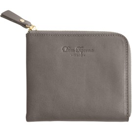Dom Teporna L-Shaped Zipper Thin Wallet, Women's, Men's, Mini, Small Coin Purse, Thin, L-Shape, Slim, Compact, Genuine Leather, Soft, Italian Leather, Small Coin Case, Card, Square