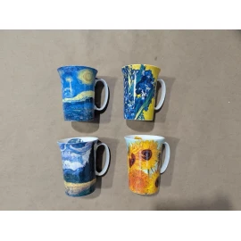 McIntosh Trading Van Gogh Mugs Set of 4 Fine China 12 oz Microwave and Dishwasher Safe New