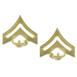 Uniform Accessories Unlimited Inc Marine Corps JROTC Enlisted Shiny Metal Insignia Rank (Corporal)