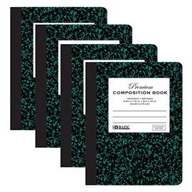 BAZIC Composition Book Black Marble 1/5 Quad-Ruled 100 Sheet Notebook, Squares Graph Ruled Journal Comp Notebooks for School, 4-Pack