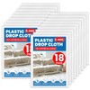 18 Pack Plastic Drop Cloth, 9 x 12 Feet Plastic