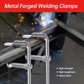 NOEAIKE 4-Pack Welding Bar Clamps 12 Inch, Drop Forged Steel Bar Clamps Throat Depth 3 inch Load Force 450 Lbs for Woodworking,Welding, Metal working