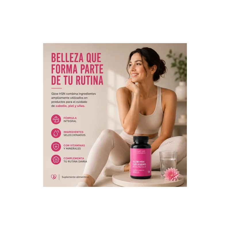 Glow Hsn Colágeno Marino Ácido Hialurónico Biotina 120