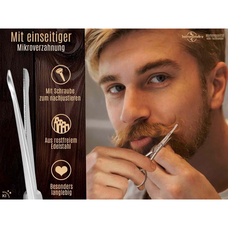 Solingen Beard Scissors Moustache Scissors 10.5 cm Rounded Ends