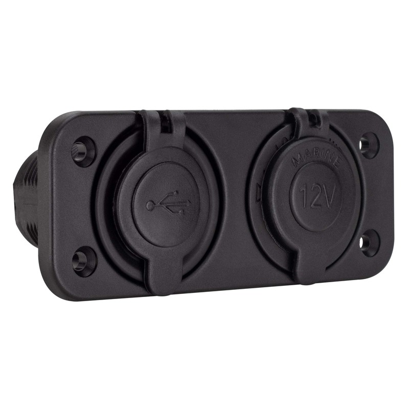 Marine Grade RV Dual USB & 12V Power Socket (2