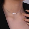Q&D&S 14K Dainty sideways cross necklace for women Cute Faith