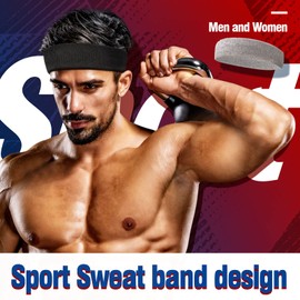 NONSTOP Mens Headband Sweatbands for Men Women, Sweat Wicking Head Bands Mens Sports Towel Headbands Cotton Terry Cloth Sweat Band for Tennis, Basketball, Running, Gym, Workout, Exercise