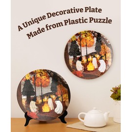 PieceRelax 3D Puzzle Plate for Adults - Katherine Blower - Autumn Bonfire [PL1022], 124 Pieces